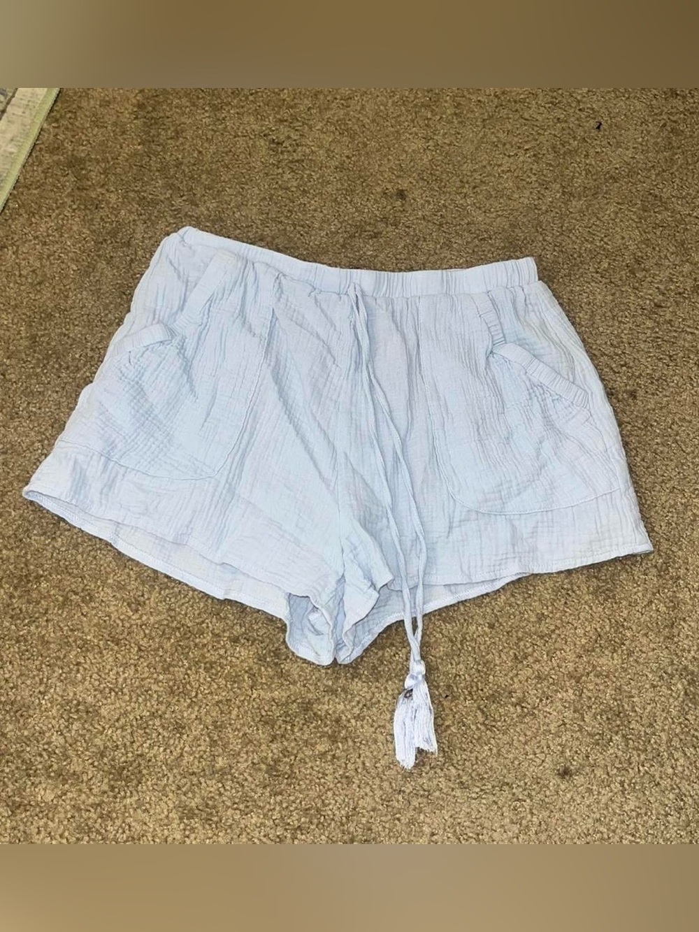 Altar'd State Light Blue Drawstring Cotton Shorts